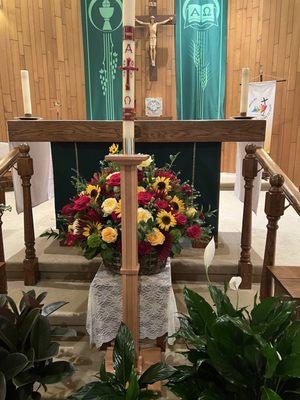 Floral arrangement for a funeral.
