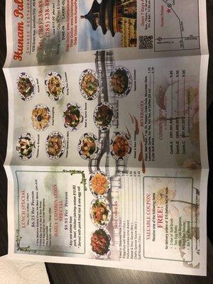 Back of the menu