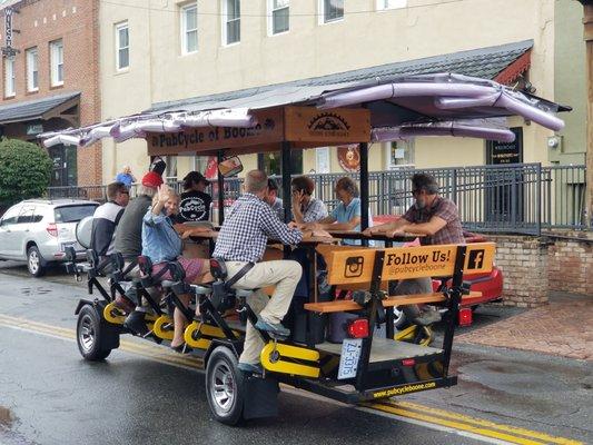 You don't have to be Lance Armstrong to party with us! We have an electric motor to help us with the hills of Boone!