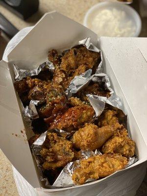 Large Fried Chicken with Original, Sweet and Spicy, and Honey Garlic