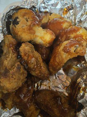 This is the order of barbeque chicken wings I received from the Fairmont location. Very disappointing.