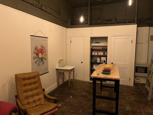 A sneak peak of our tasting room! Equipped with SCA standard glasses, spoons, and of course great coffee.