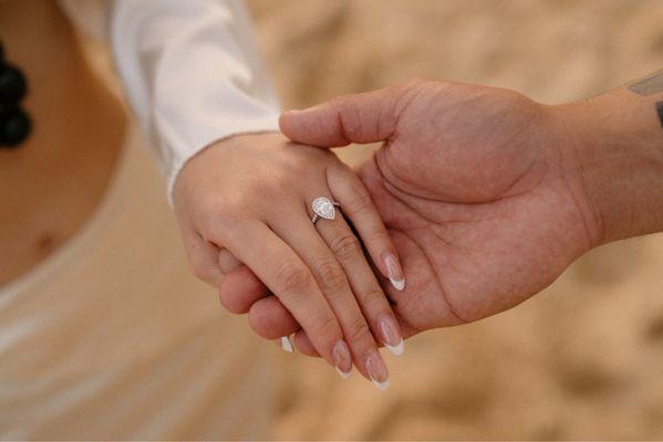 French tip with chrome shimmer