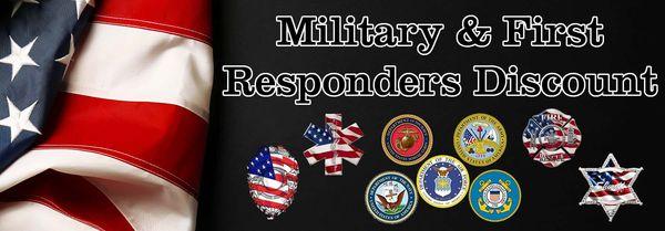 Discounts for military, active and retired, and first responders 365 days a year.