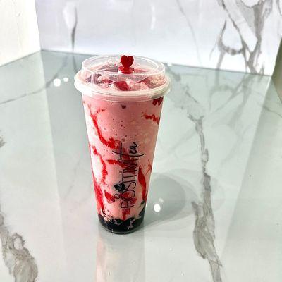 Strawberry bomb boba milk tea with coco milk