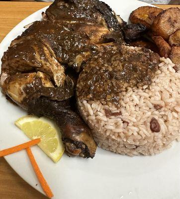 Jerk chicken and rice and beans