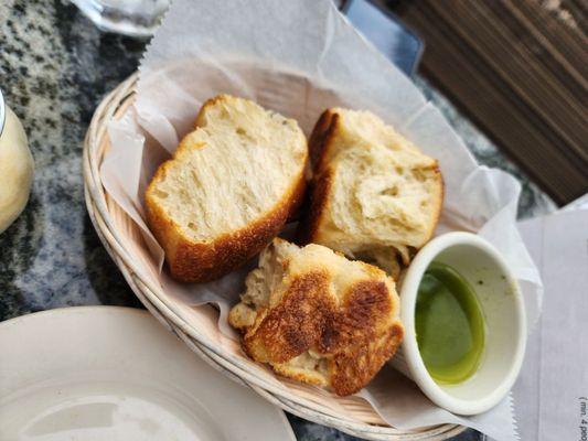 Fresh baked rolls with garlic oil