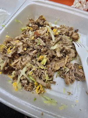 I know it looks a little messy but this is after I had eaten alot of it already. Very good flavor and perfect amount of spice in the meat.