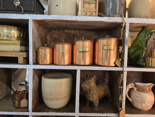 Vintage copper! Scotty cast iron.Gorgeous green frog vase!