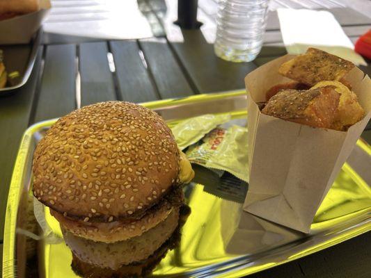 Single koji junior with fries.