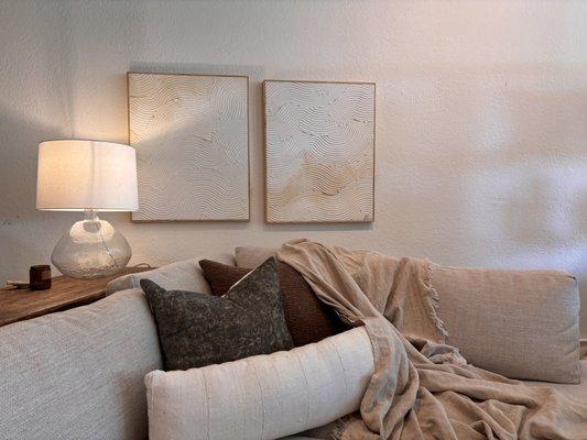 Wilde Sectional getting some of that moody afternoon light custom artwork by local Artist @diprimadesigns
