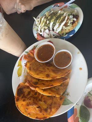 Quesabirria and sopes.