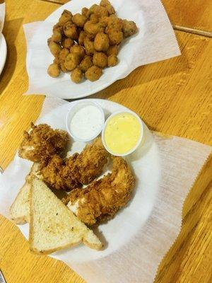 Best chicken tenders ever! Okra is fresh and tasty too!