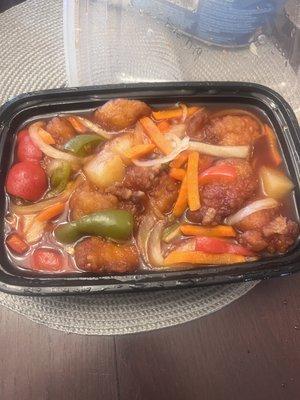 Very runny and mushy chicken.