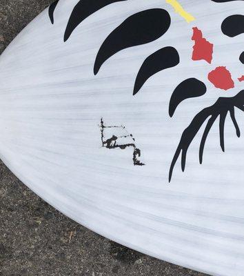 3" diameter ding on the bottom of my SUP.