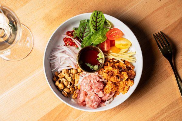 Spicy Crispy Rice & Pork Sausage Salad