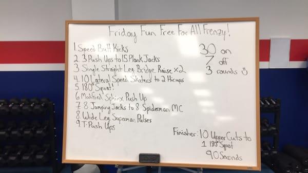 Workout today!! Friday Fun Free For All Frenzy!