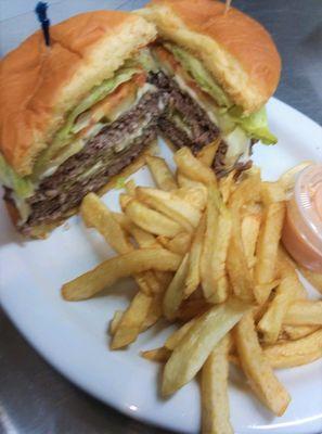 Double Cheeseburger and Hand Cut Fries
