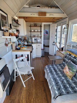 Highland House has everything you will need and more. It is 100% off-the-grid with solar power and a composte toilet.