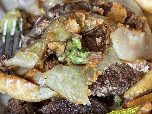 Fried onions on a burger means VERY oily onion rings
