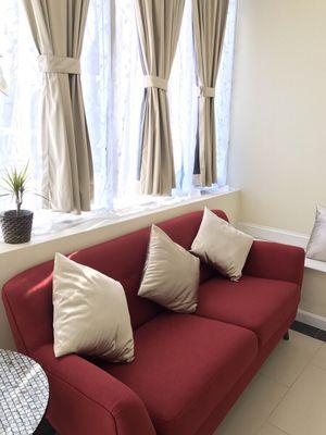 Bright room, Red sofa. Feel relax and enjoying
