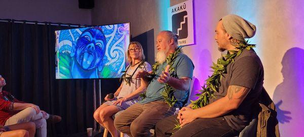 Kat, with the guests. John "Prime" Hina and Noble Richardson.