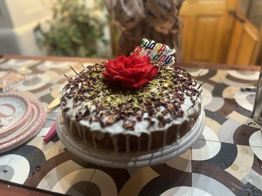 Lemon Almond cake with Pistachio Rose Fondant