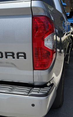 The quarter panel does not align with the tailgate.