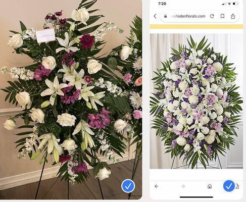 Received versus ordered.