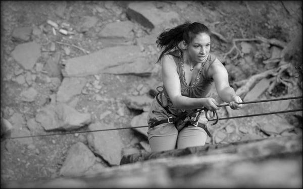 repelling after a great climb at High Rocks!