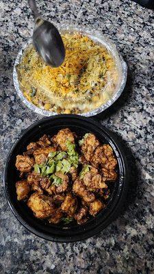 Gobhi manchurian and aloo tikki chaat