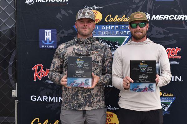 Captain Sid in white hoodie 3rd place Sturgeon Bay Fall Bass Open in 2024