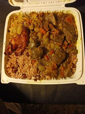 Curry goat platter