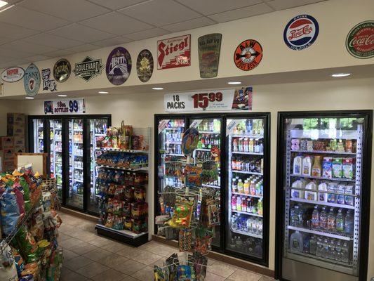 A large selection of beverages: craft beer, soda, energy, water, and more.