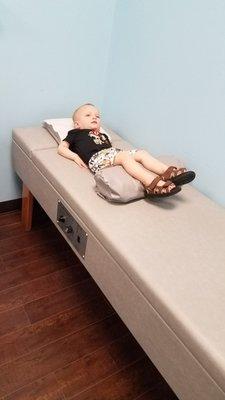 We have massaging therapy tables for your use after your adjustment.