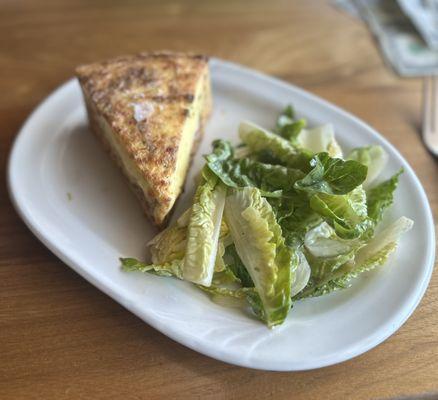 Quiche with spicy romaine.