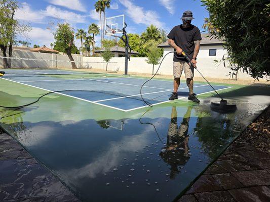 Hardened Acrylic Sports Court Cleaning by Advantage Power Washing in Scottsdale