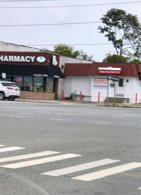 Front of Building is around corner