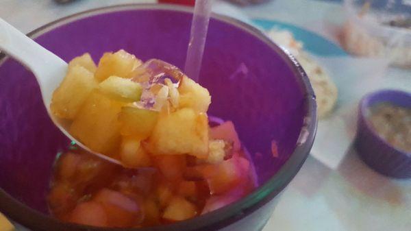 Ensalada drink with fruit pieces (apple, mango, ECT)!
