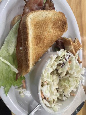 BLT with coleslaw as a side