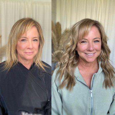 This client has fine hair in front of her ears. To give her more styling ability we added two rows of handtied extensions!