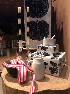 Wrapping Paper, pottery, candles