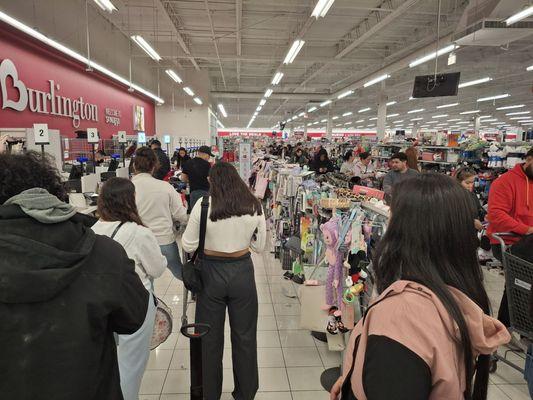 Two lights on and a bazillion people in line. Welcome to the BS-urlington Coat Factory.