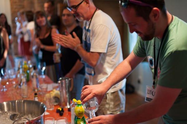 Making the Lit Camp cocktail