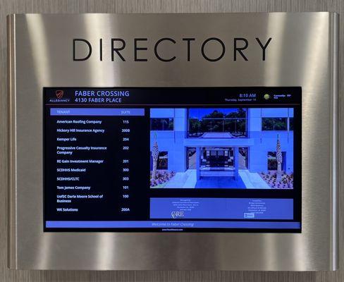 Charleston office's building directory.
Suite 200B