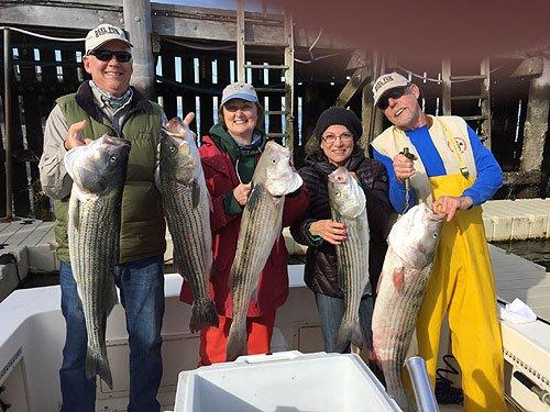 Bernie, Liz, Mary and Mate Rich..big Stripers in November.