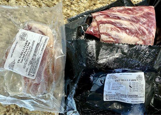 Pork chops and spare ribs