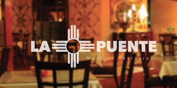 Window display graphics for la Puente Restaurant design by www.geniusofdesign.com