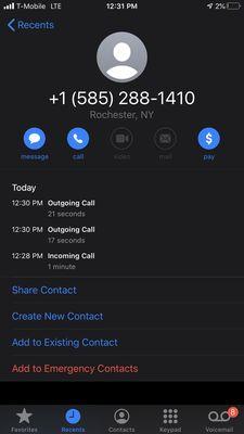 See the incoming. I called back twice. She answered the second time