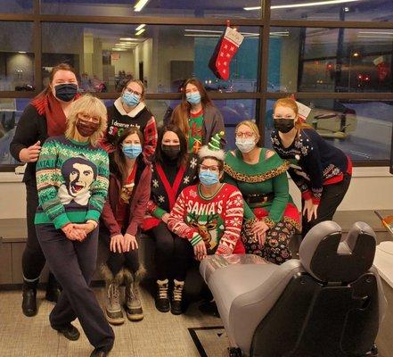 Ugly Sweater Day 2021--#hortonorthodonticsuglysweaters #lookingfestiveladies #tistheseason #somuchjoy